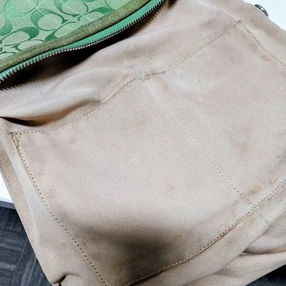 COACH Neon Lime Green Signature Monogram Soho Y2K Bag RARE Color Tassel 9362 - Picture 10 of 16